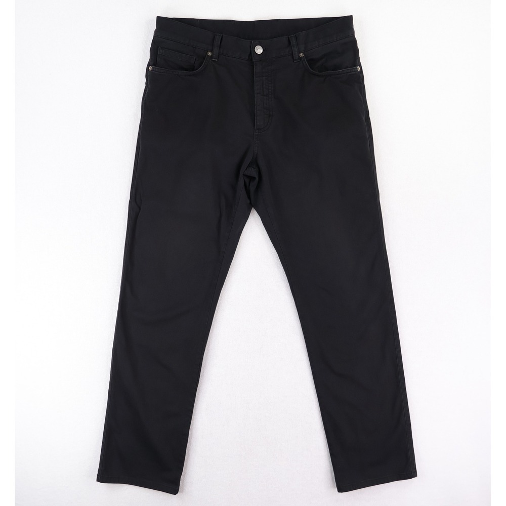 Ermenegildo Zegna Chino Pants Men 34x30 Black Straight Leg Stretch Cotton Khakis